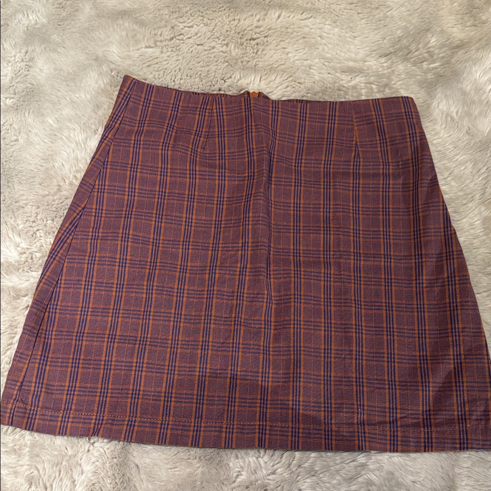 Brixton Purple and Orange Plaid Mini Skirt